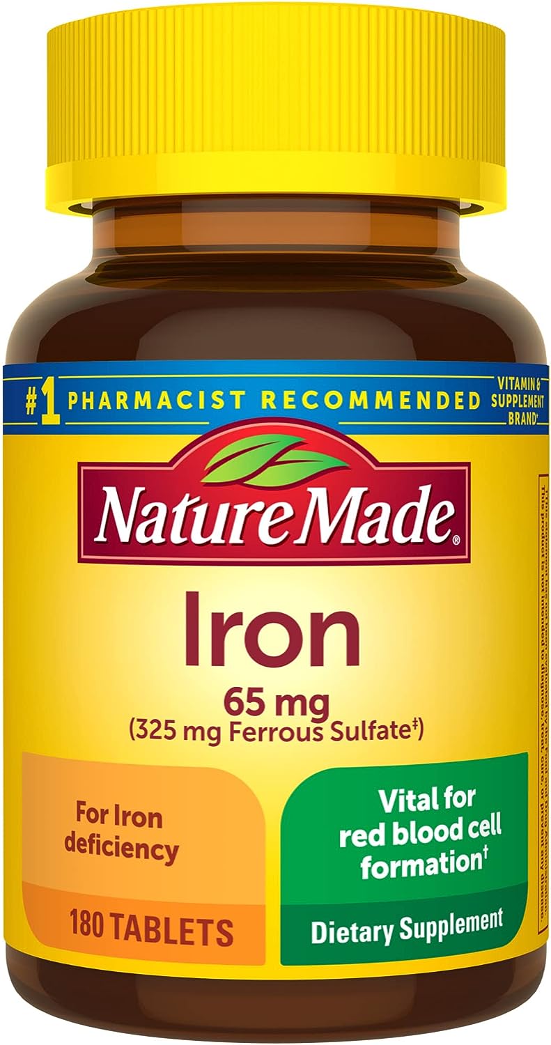 Nature Made Iron 65 mg (from Ferrous Sulfate) Tablets, 180 Count