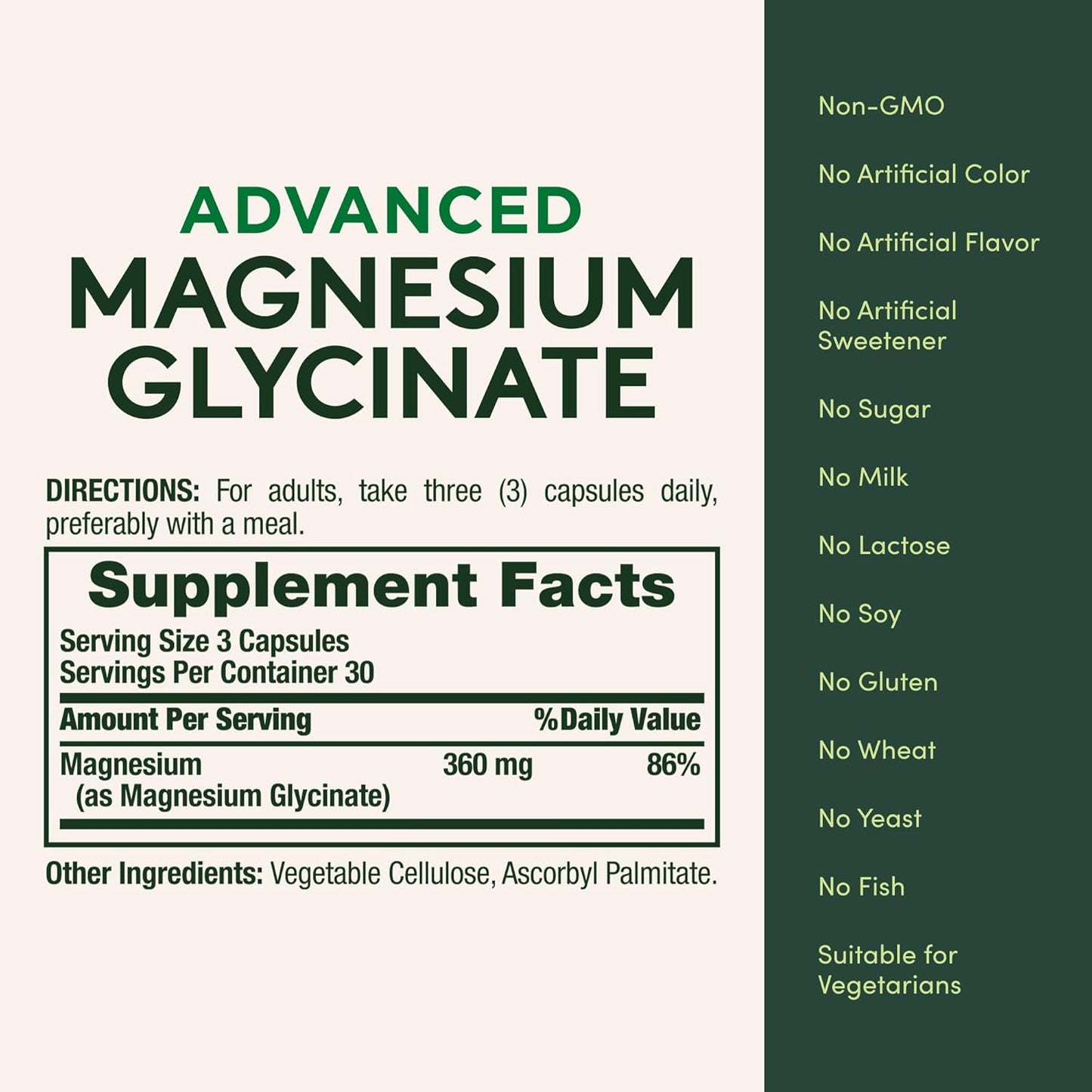 Nature’s Bounty Advanced Magnesium Glycinate 360mg 90 Capsules Calms Mood, Supports Heart, Nerve, Bone, Muscle