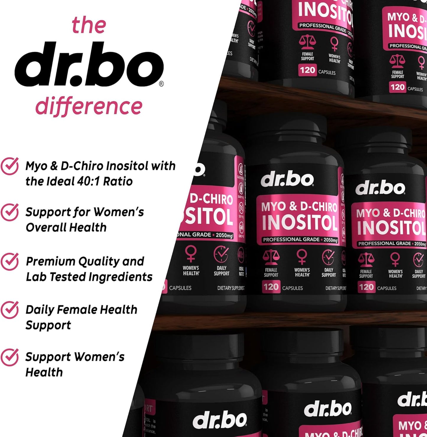 dr.bo Myo & D-Chiro Inositol 2050 mg Professional Grade – 120 capsules