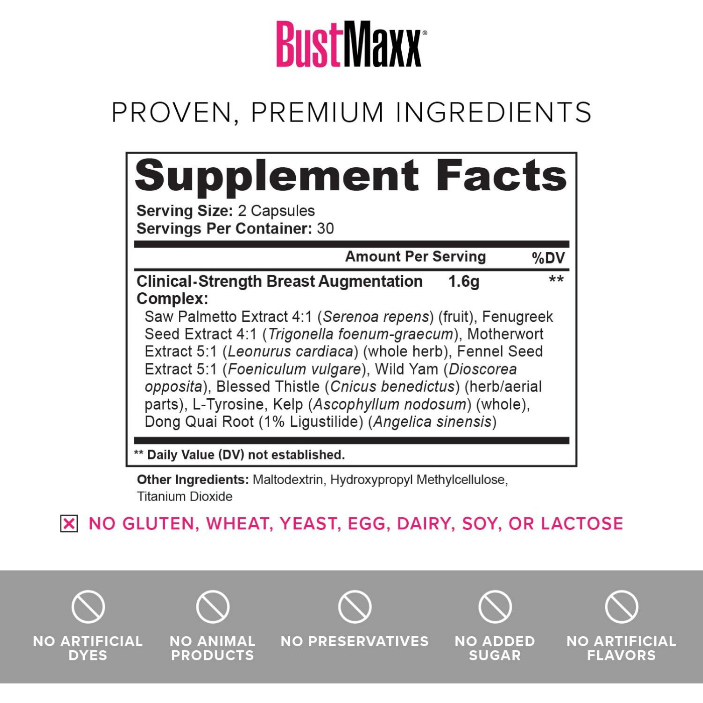 BustMaxx Female Breast Enlarger Augmentation Pills 60 Veg Caps