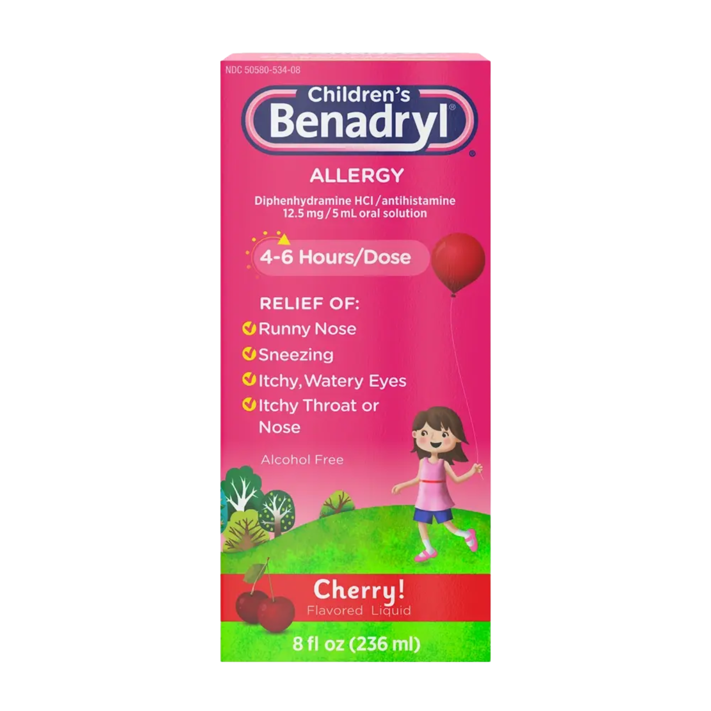 Children Benadryl Allergy Relief Liquid with Diphenhydramine HCl 236ml
