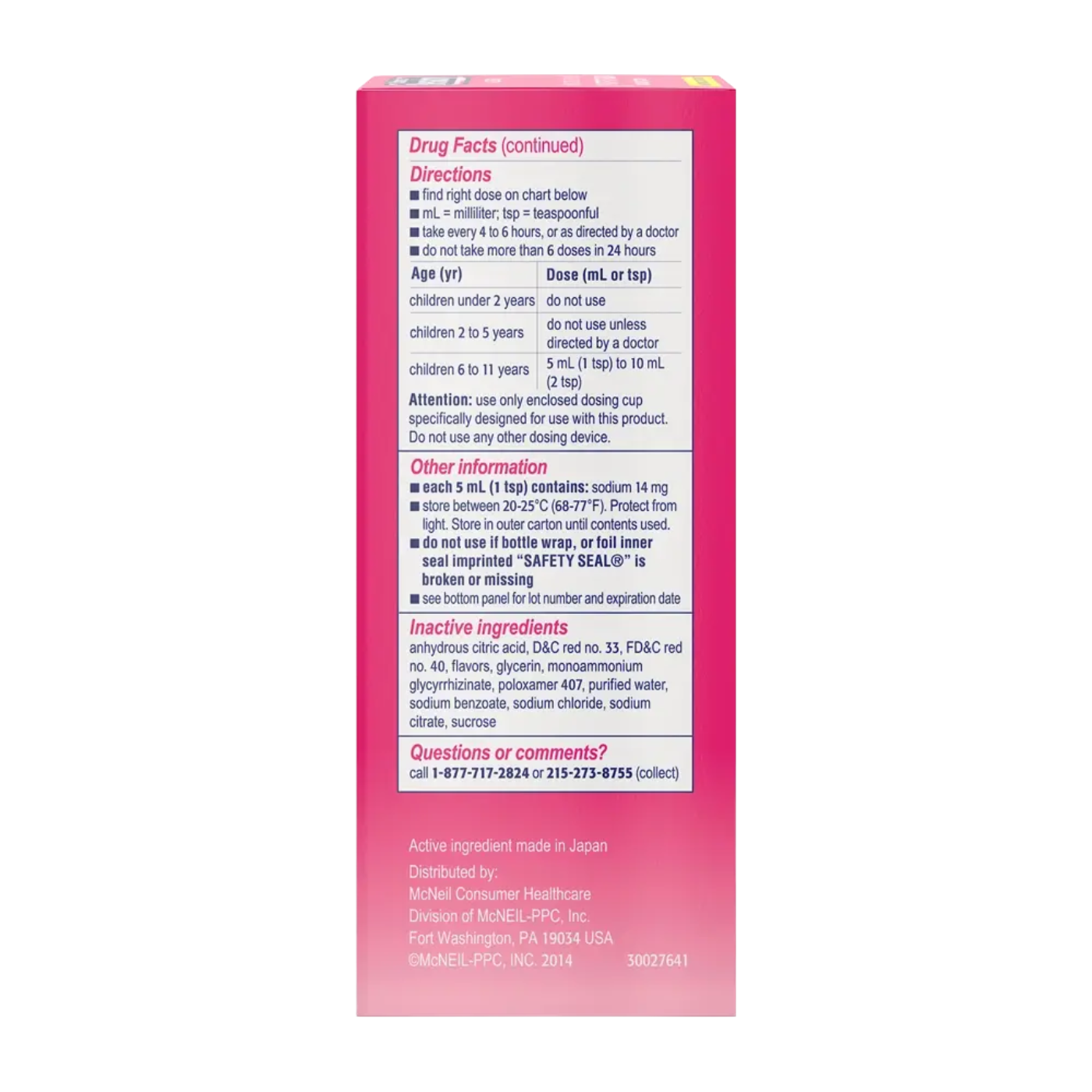 Children Benadryl Allergy Relief Liquid with Diphenhydramine HCl 236ml