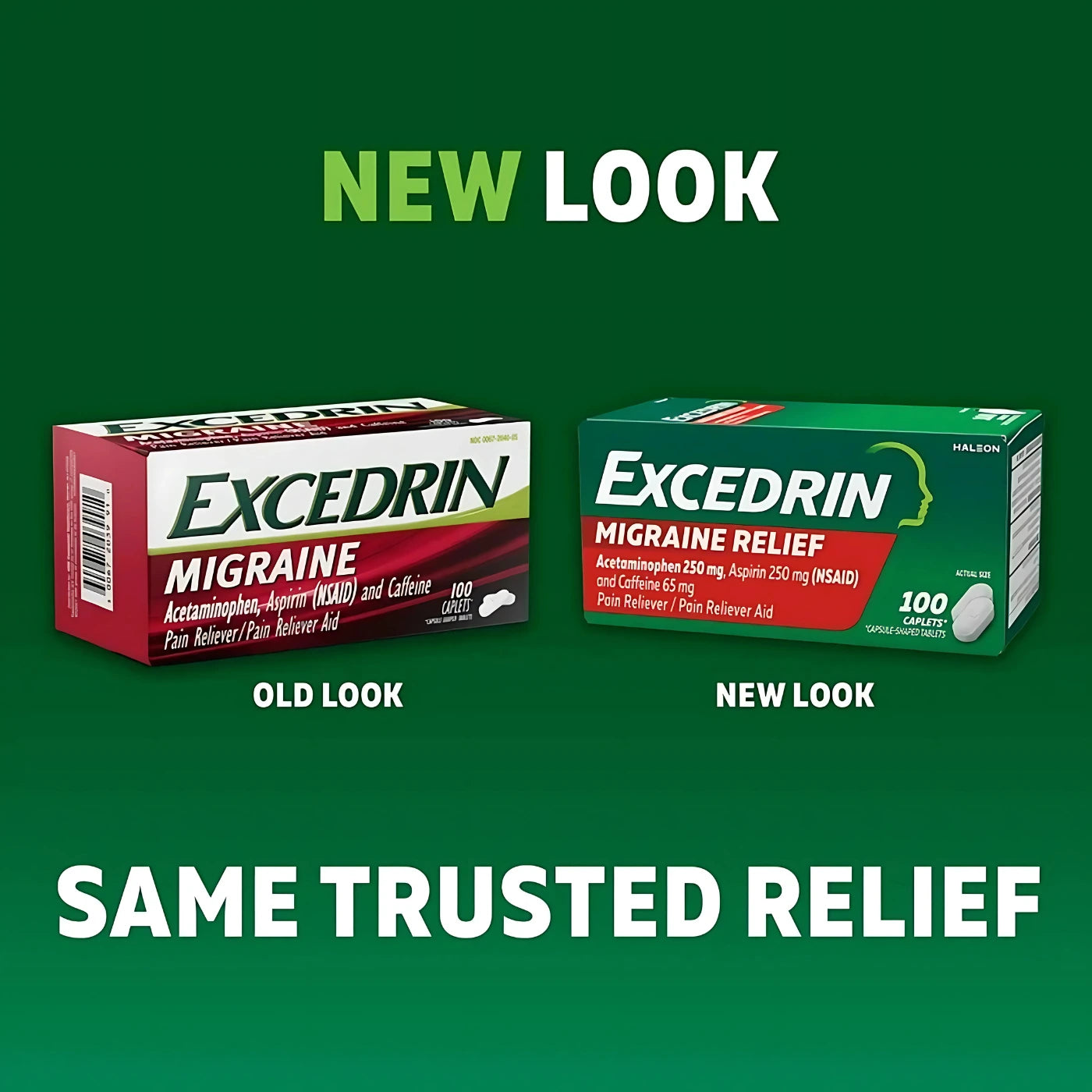 Excedrin Migraine Pain Relief Acetaminophen 250 mg, Aspirin 250 mg, Caffein 65 mg 100 Caplets