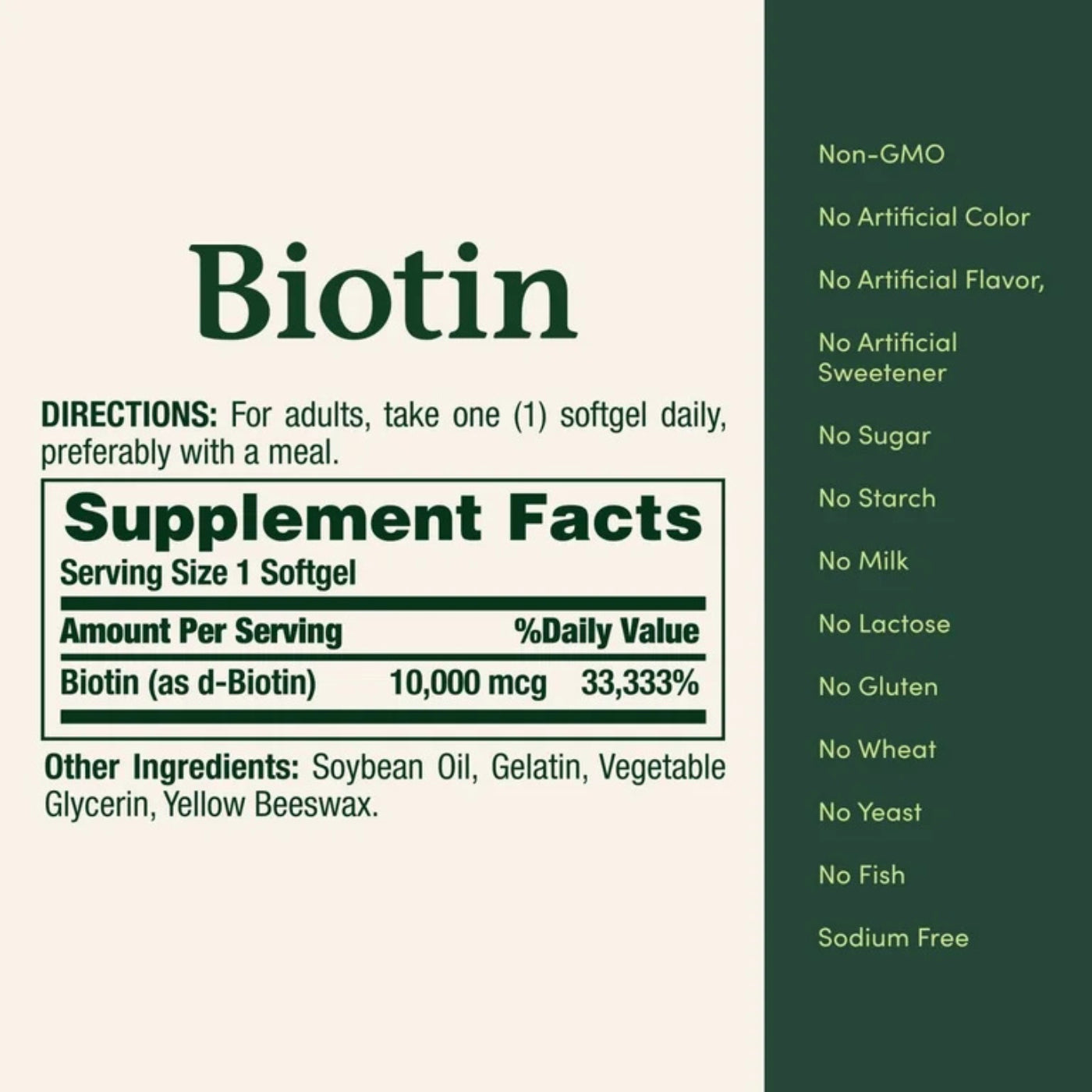 Nature’s Bounty Biotin (10,000 mcg) – 120, 250 softgels