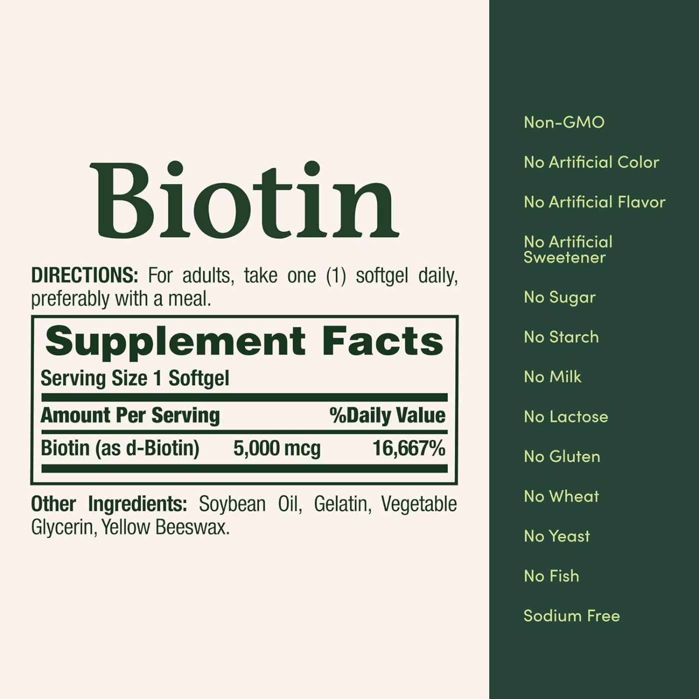 Nature’s Bounty Biotin (5,000 mcg) – 72, 150 Softgels