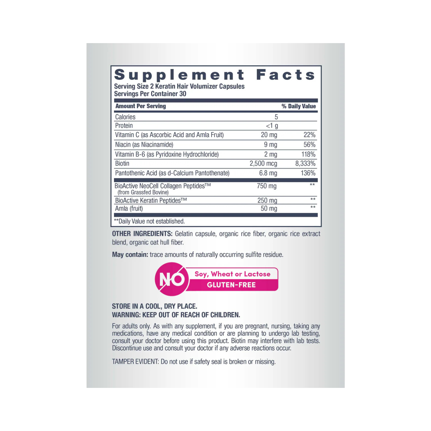 Neocell Keratin Hair Volumizer, 60 Vegetarian Capsules