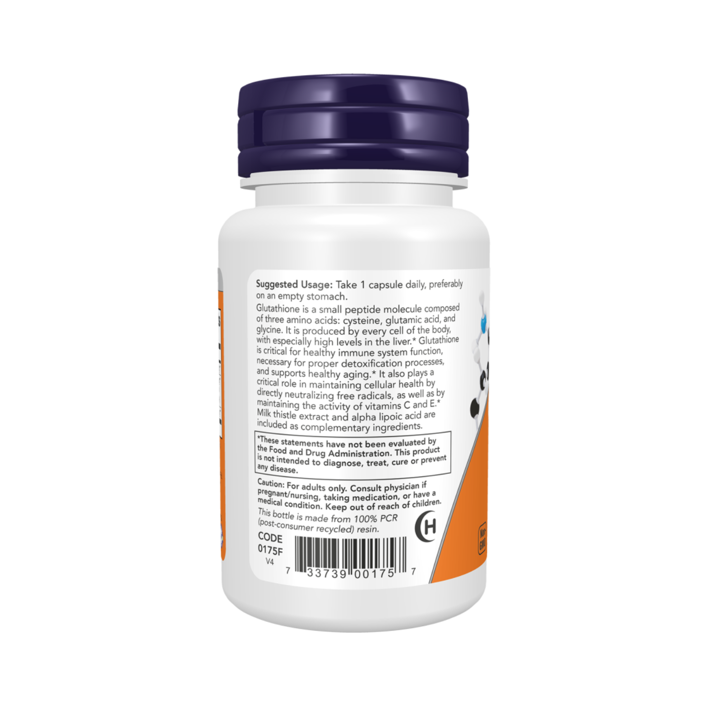 Now Glutathione 500 mg 30 Veg Capsules