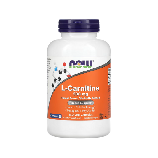 Now L-Carnitine 500mg 180 Veg Capsules Purest Form Amino Acid Fitness Support