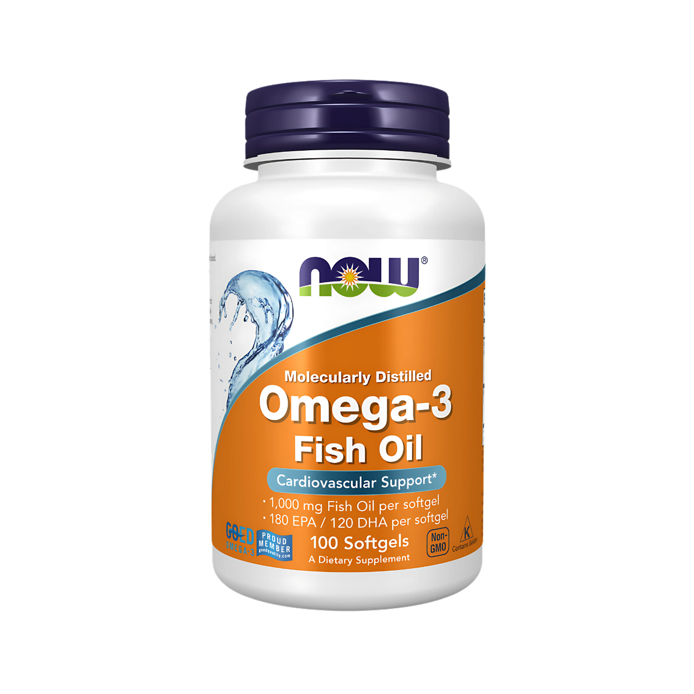 Now Omega-3 1000mg 100, 200, 500 Softgels Fish Oil 180 EPA / 120 DHA Cardiovascular Support