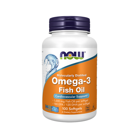 Now Omega-3 1000mg 100, 200, 500 Softgels Fish Oil 180 EPA / 120 DHA Cardiovascular Support