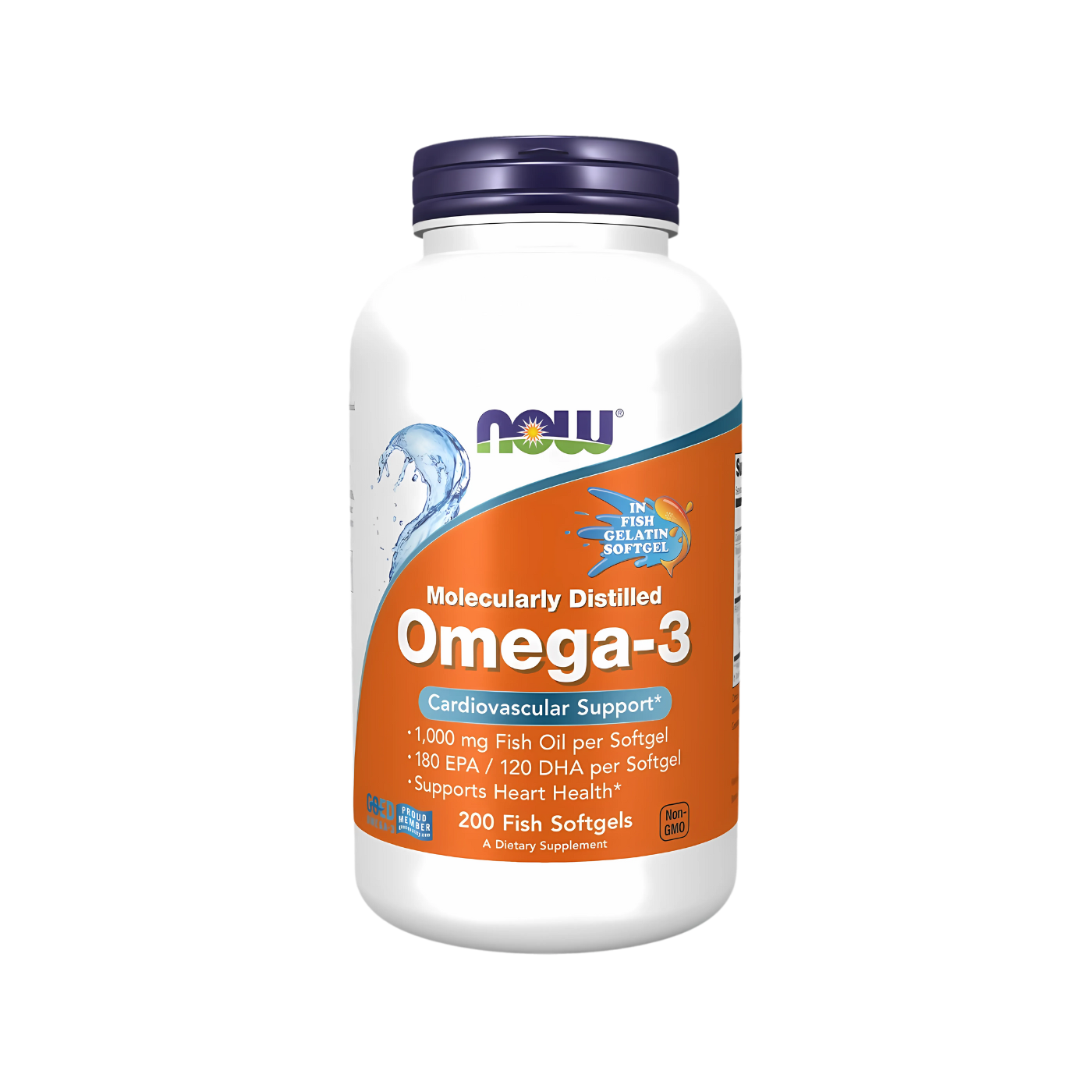 Now Omega-3 1000mg 100, 200, 500 Softgels Fish Oil 180 EPA / 120 DHA Cardiovascular Support