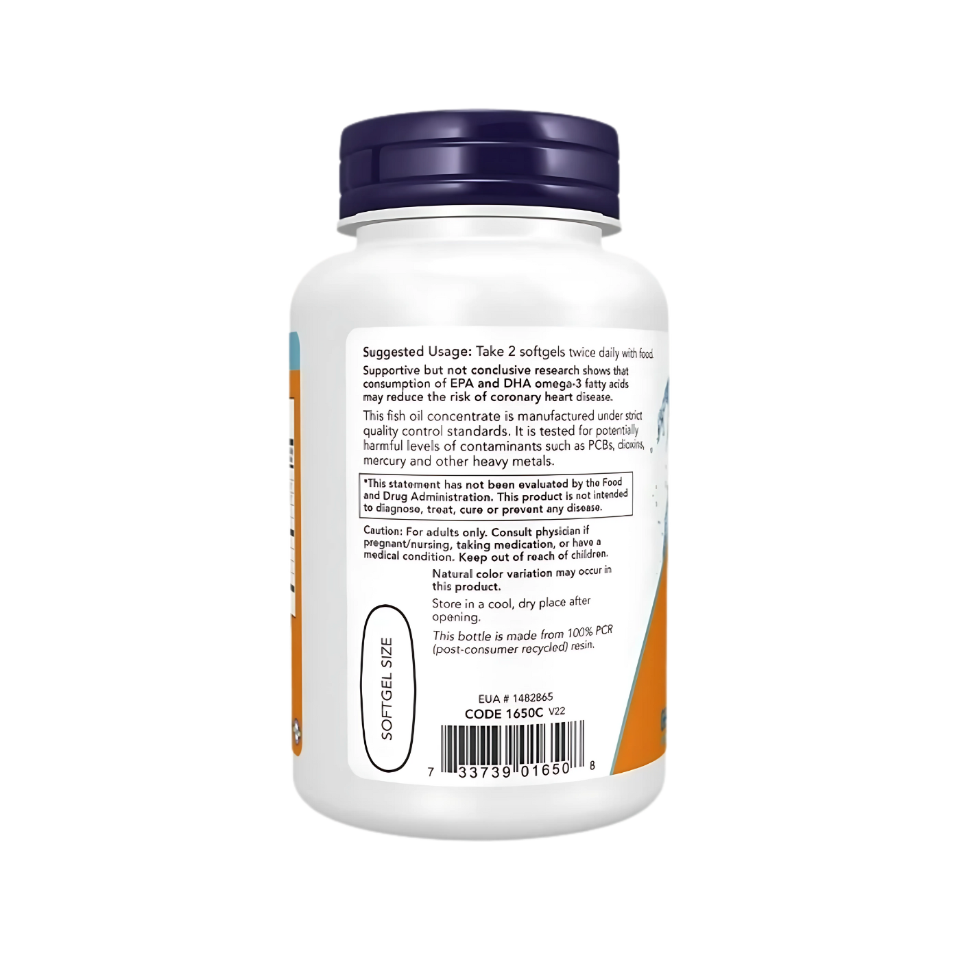 Now Omega-3 1000mg 100, 200, 500 Softgels Fish Oil 180 EPA / 120 DHA Cardiovascular Support