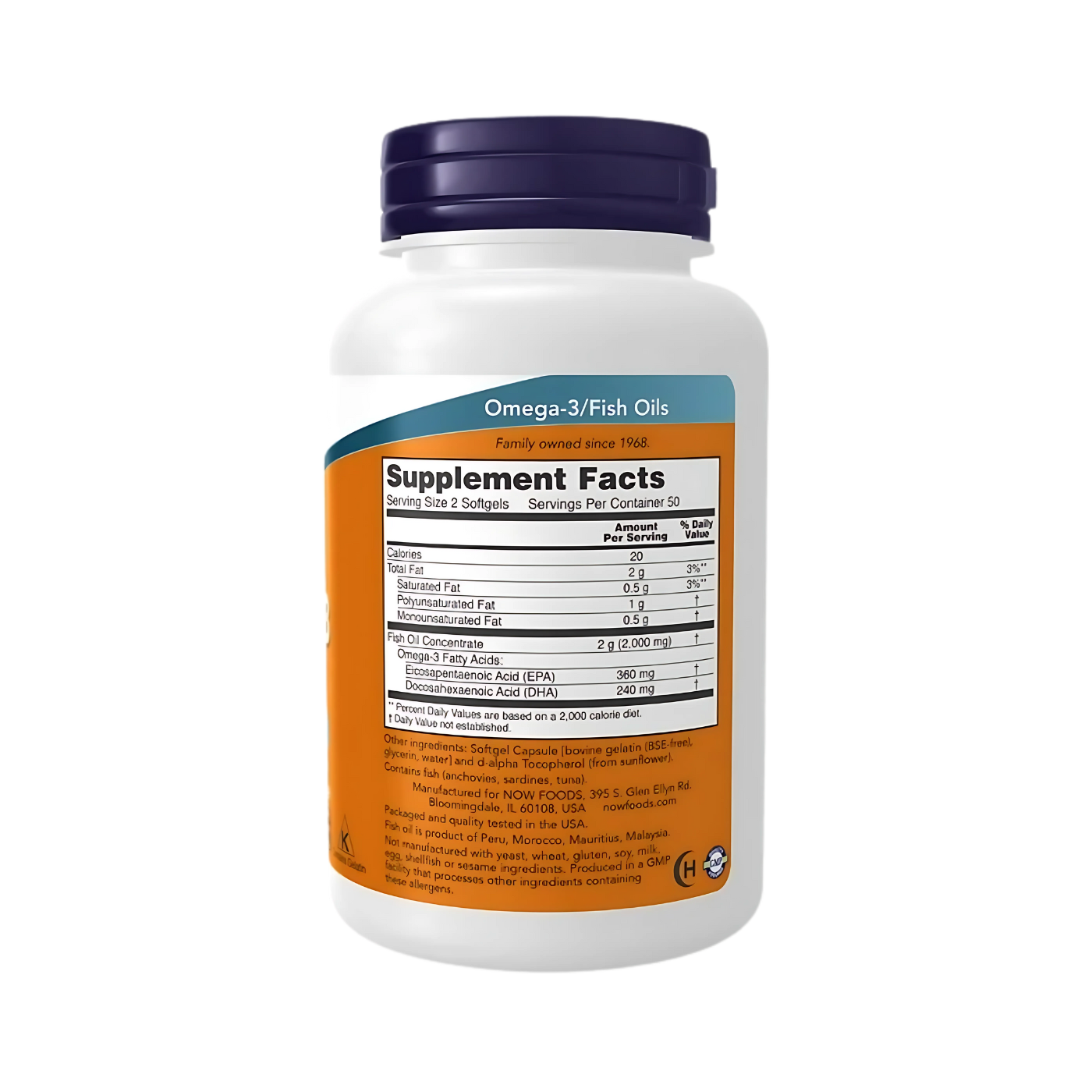 Now Omega-3 1000mg 100, 200, 500 Softgels Fish Oil 180 EPA / 120 DHA Cardiovascular Support