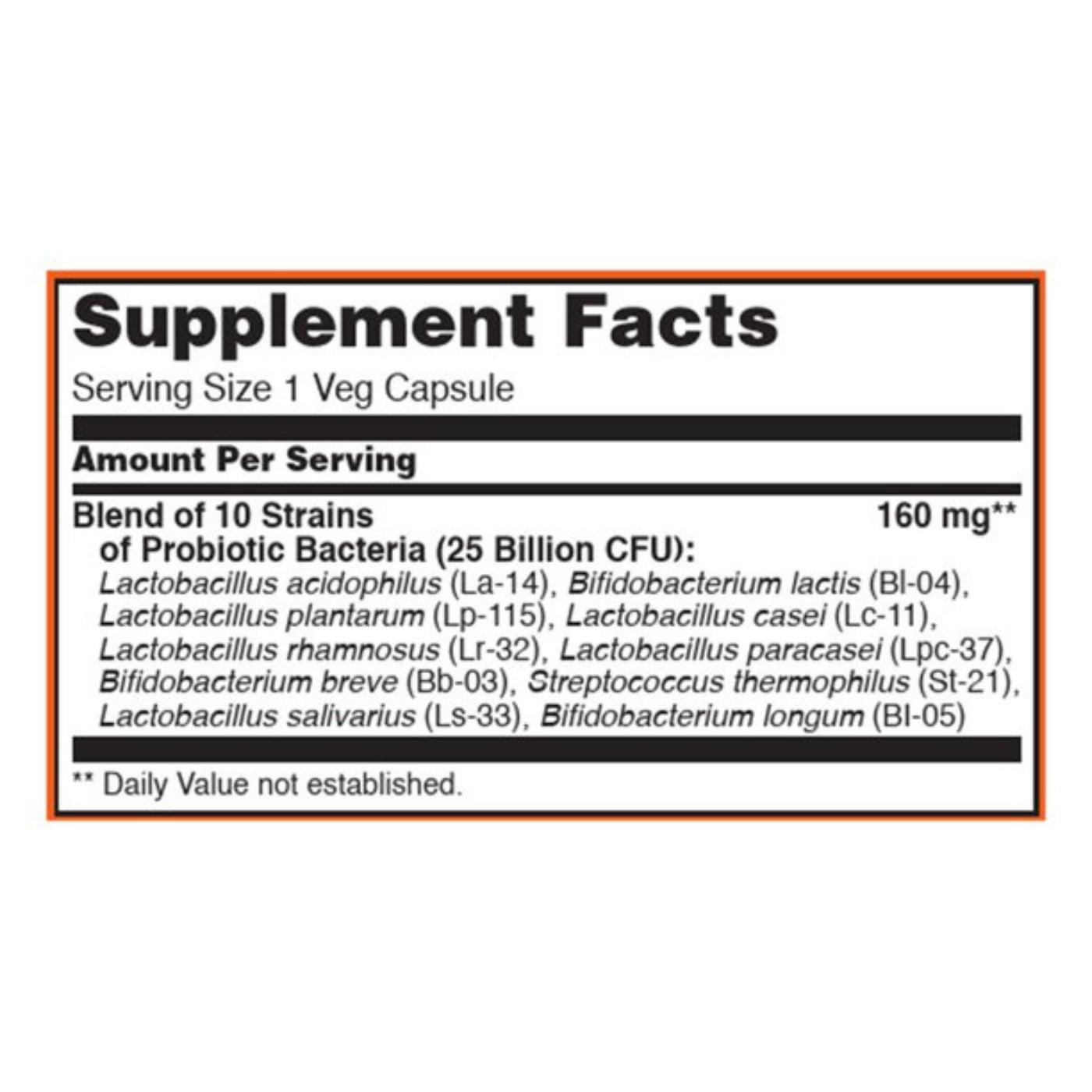 Now Probiotic-10 25 Billion 10 Probiotic Strains 50 Veg Caps