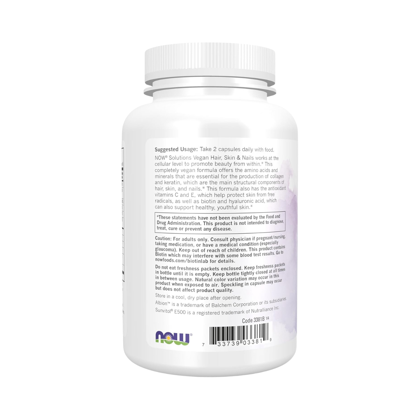 Now Solutions Vegan Hair Skin & Nails 5000mcg Biotin 90 Veg Caps