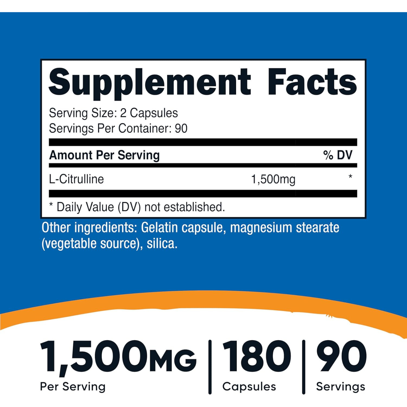 Nutricost L-Citrulline 1500mg 180 Capsules