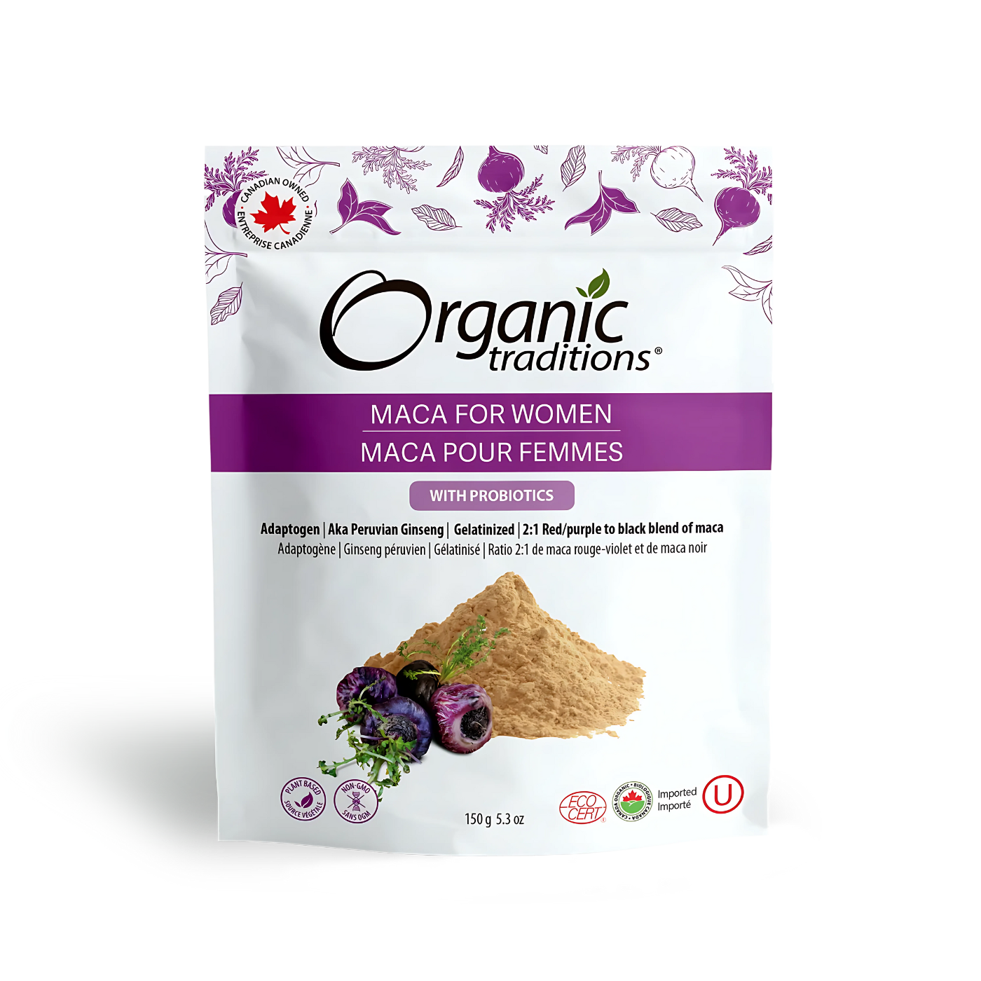 Organic Traditions Black Maca for Women with Probiotics 150 gm Powder