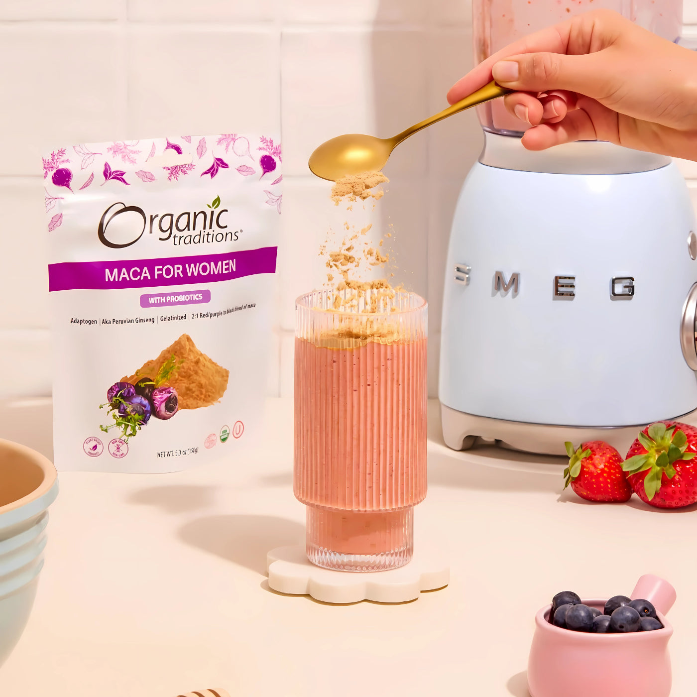 Organic Traditions Black Maca for Women with Probiotics 150 gm Powder