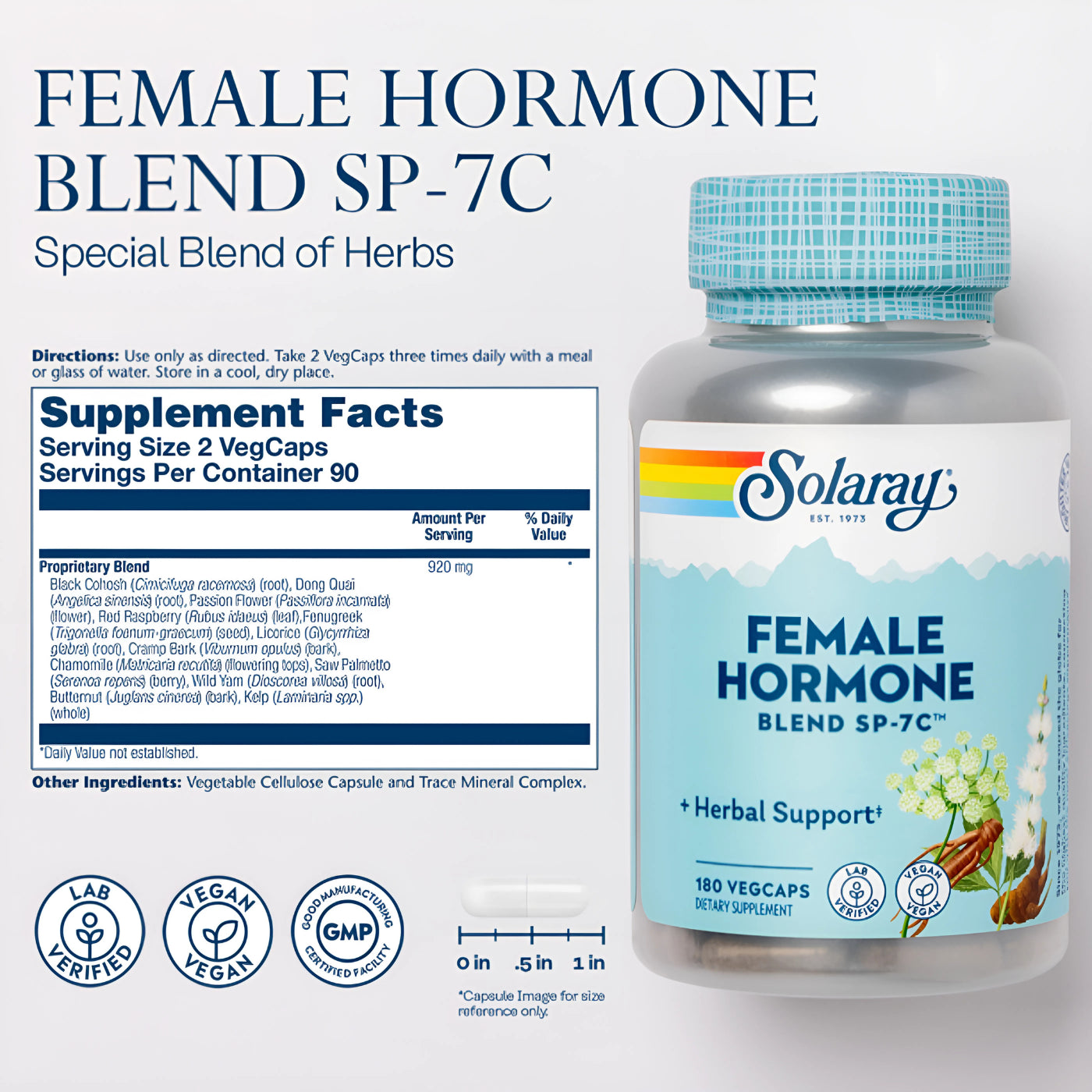 Solaray Female Hormone Blend SP-7C Herbal Support Veg Caps