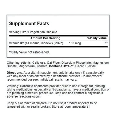 21st Century K2 MK-7 100 mcg 110 Veg Capsules