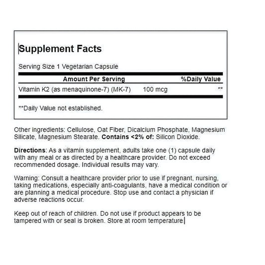 21st Century K2 MK-7 100 mcg 110 Veg Capsules