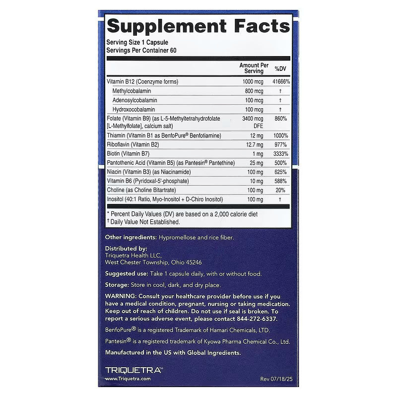 Triquetra Health BioActive B-Complex Max Strength – 60 Capsules