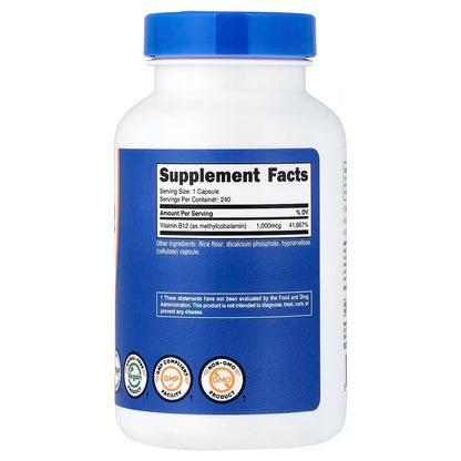 Nutricost Vitamin B12 – Methylcobalamin Capsules