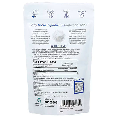 Micro Ingredients Hyaluronic Acid Powder – 100 g