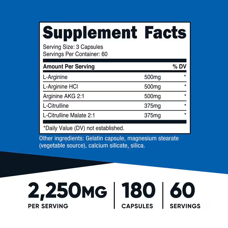 Nutricost Performance Nitric Oxide Booster – 180 Capsules