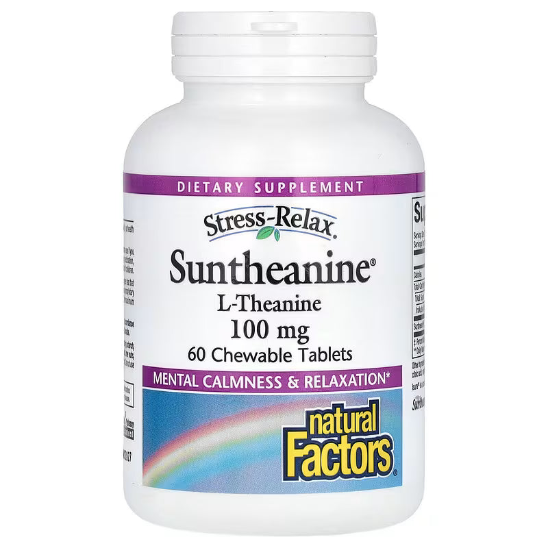Natural Factors Stress-Relax® Suntheanine® L-Theanine – 100 mg, 60 Chewable Tablets