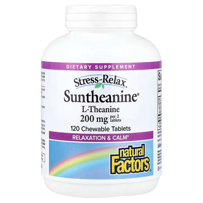 Natural Factors Stress-Relax® Suntheanine® L-Theanine – 100 mg, 60 Chewable Tablets