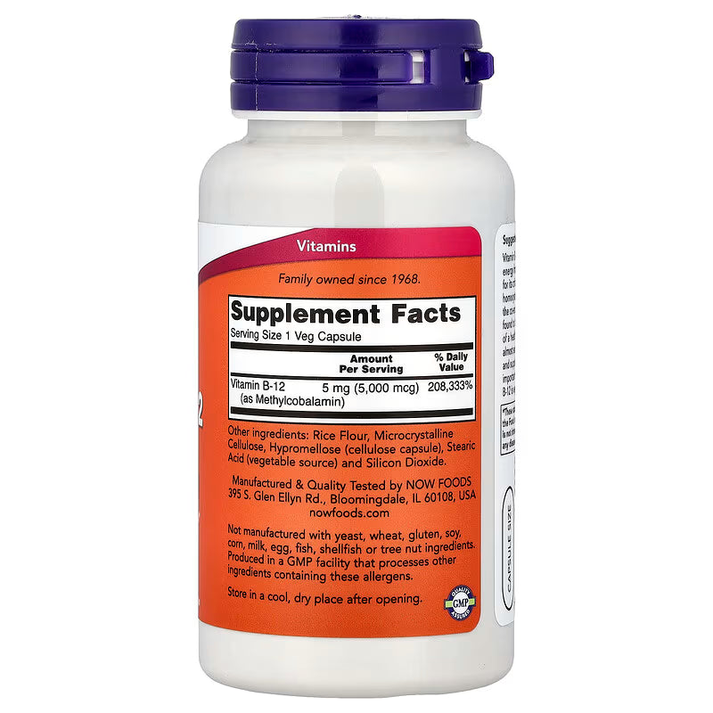 NOW Foods Methyl B-12 – 5,000 mcg, 90 Veg Capsules