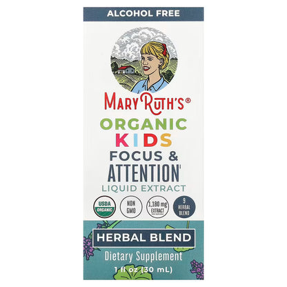 MaryRuth's Organic Kids Focus & Attention Liquid Extract – Alcohol Free, 30 ml