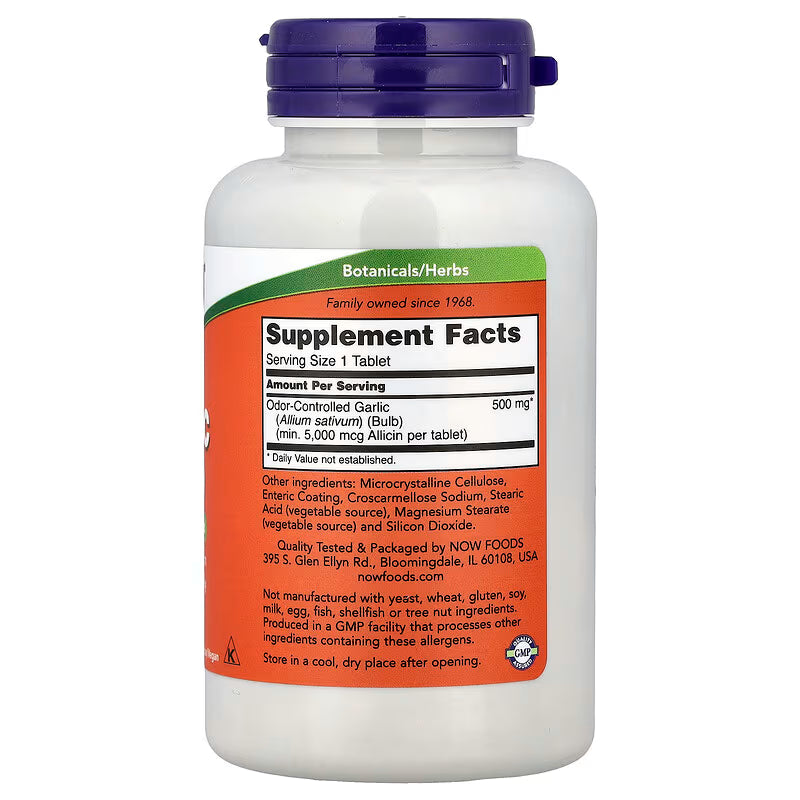 NOW Foods Garlic 5000 – Odor Controlled, 90 Tablets