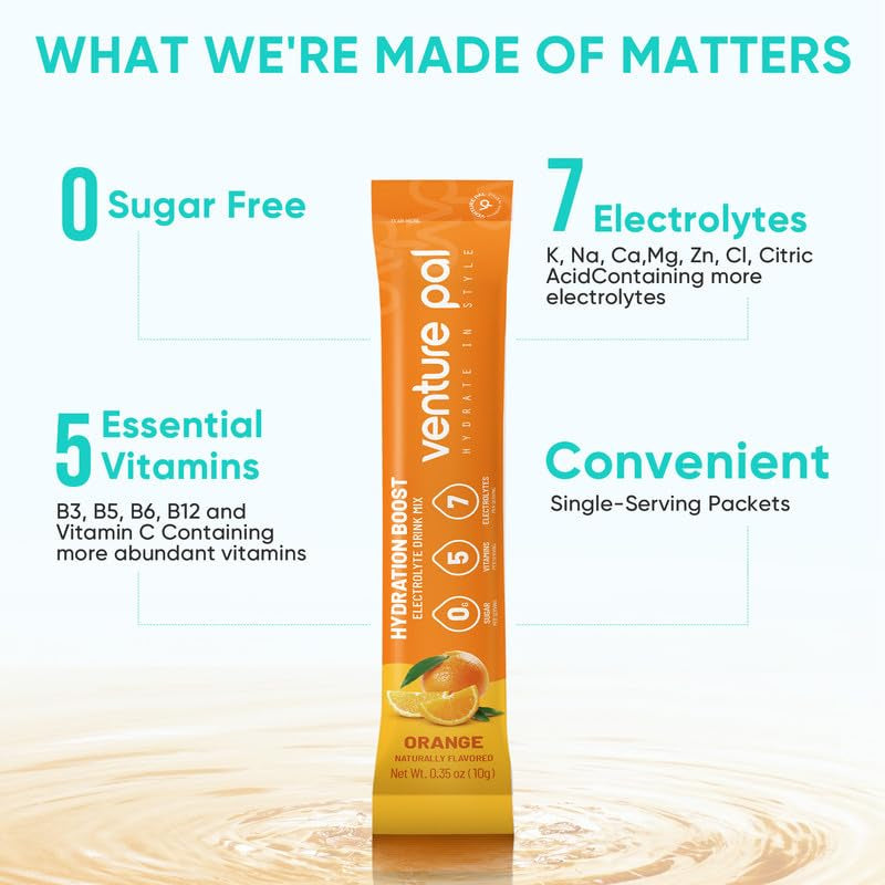 Venture Pal Sugar Free 7 Electrolytes & 5 Vitamins 16 Sticks Powder Pack 5.08 oz 144g