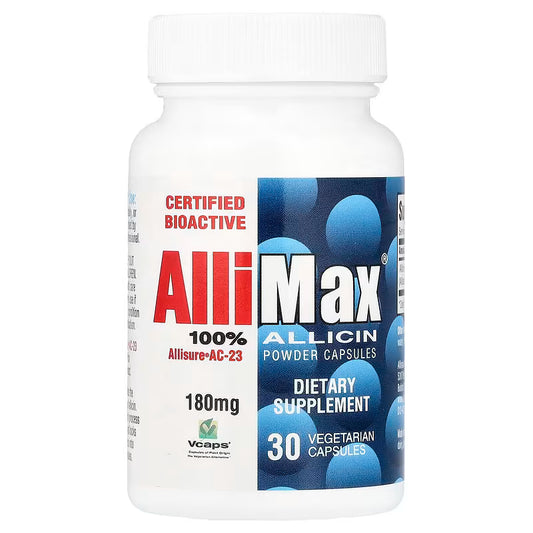 Allimax 100% Allicin Powder – 180 mg, 30 Vegetarian Capsules