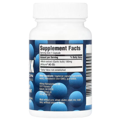 Allimax 100% Allicin Powder – 180 mg, 30 Vegetarian Capsules