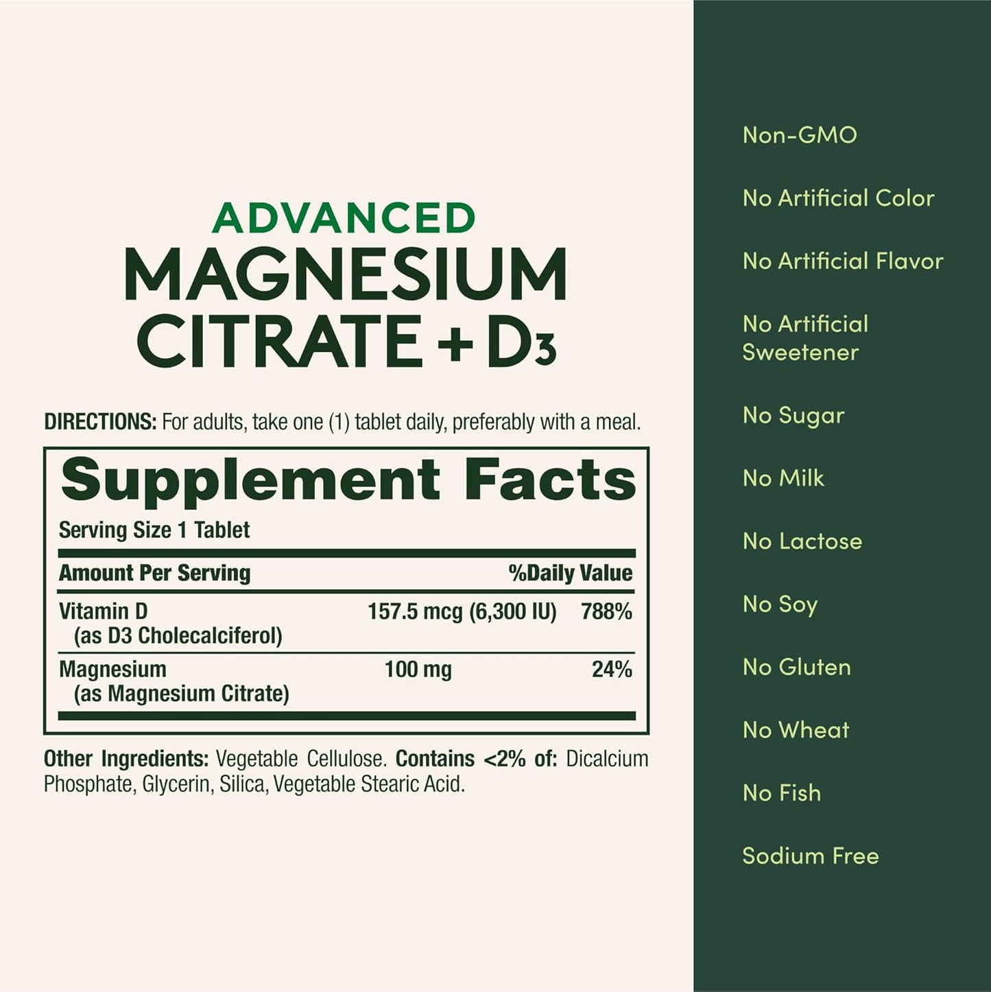 Nature’s Bounty Advanced D3 Plus Magnesium Citrate 90 Tablets