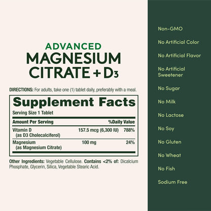 Nature’s Bounty Advanced D3 Plus Magnesium Citrate 90 Tablets