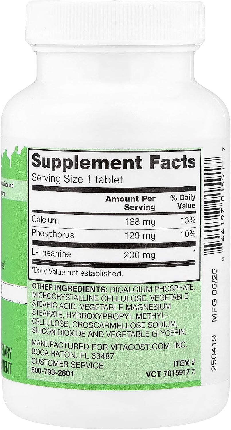 Vitacost L-Theanine with Calcium & Phosphorus – 60 Tablets