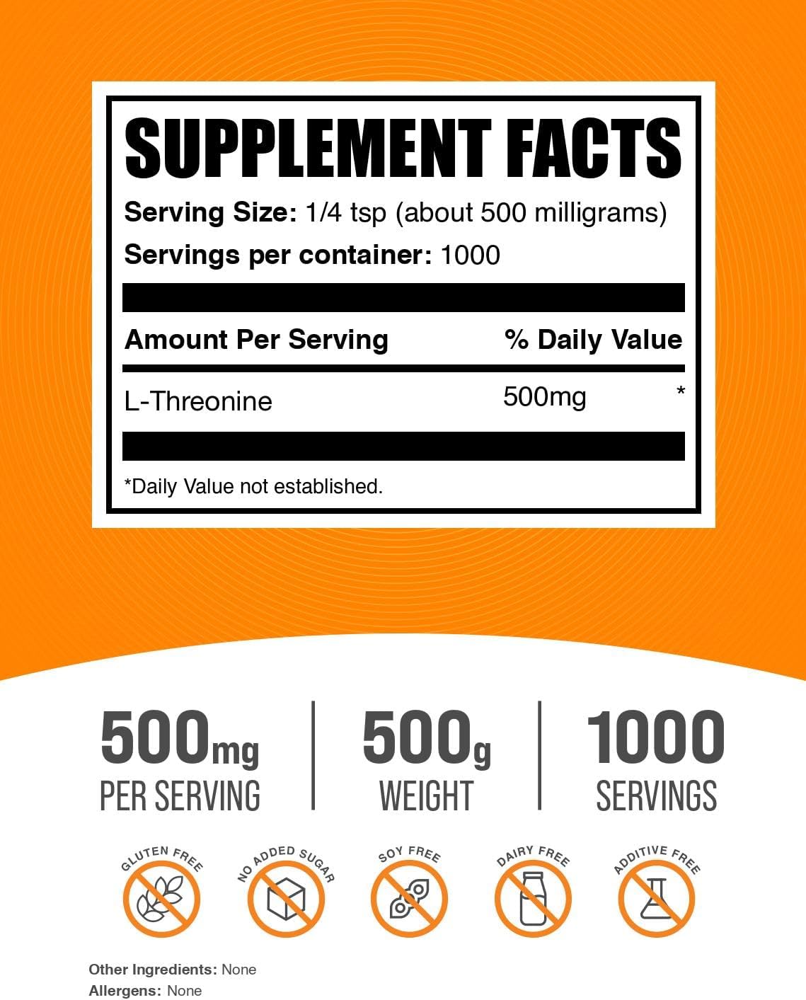 BulkSupplements L-Threonine Powder – 500 mg per Serving