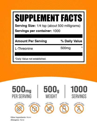 BulkSupplements L-Threonine Powder – 500 mg per Serving