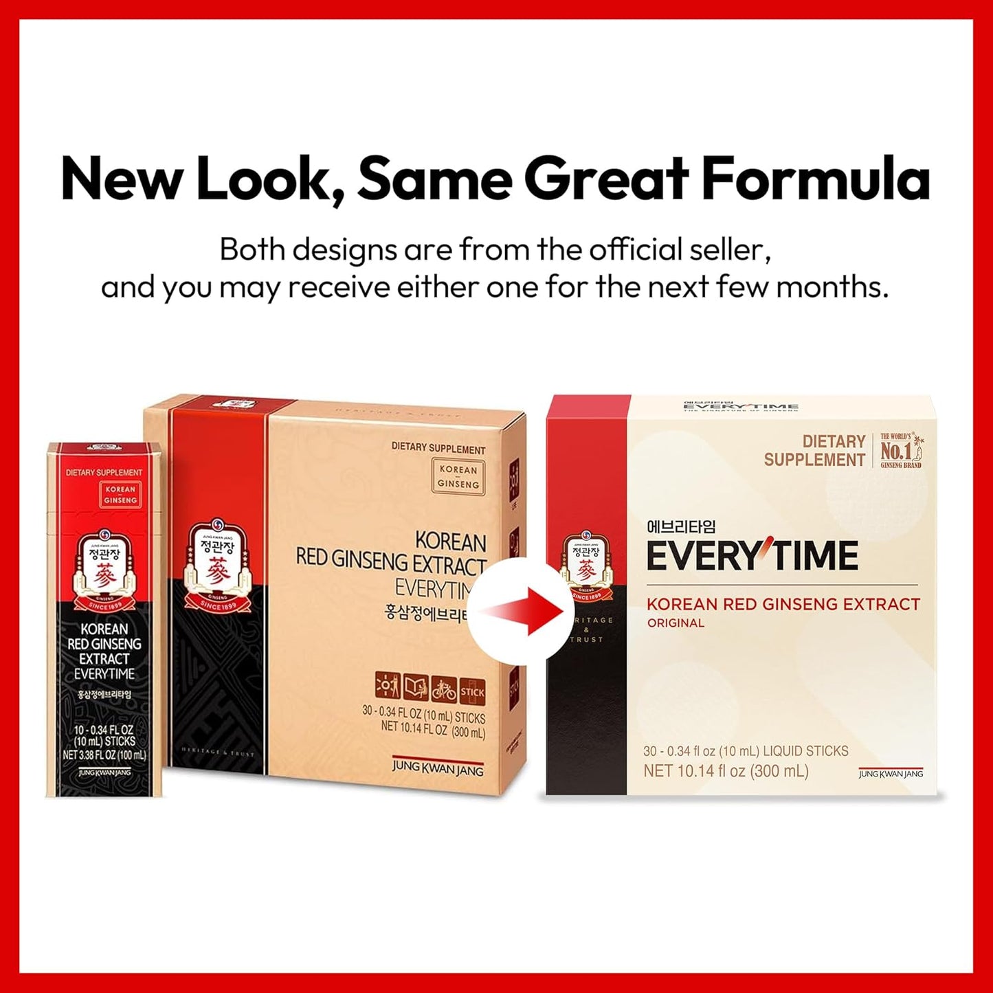 Jung Kwan Jang Everytime Energy Boost Korean Red Ginseng & Honey (300ml, 30 sticks)