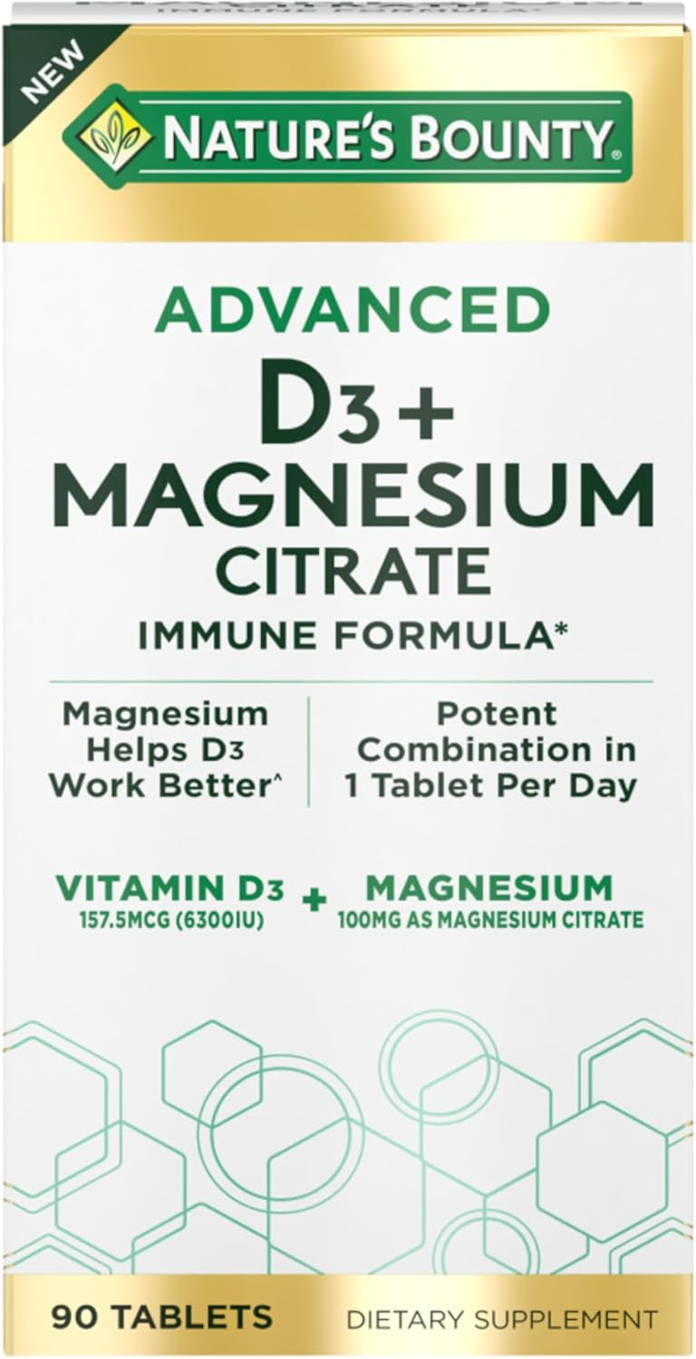 Nature’s Bounty Advanced D3 Plus Magnesium Citrate 90 Tablets