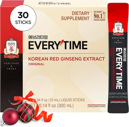 Jung Kwan Jang Everytime Energy Boost Korean Red Ginseng & Honey (300ml, 30 sticks)