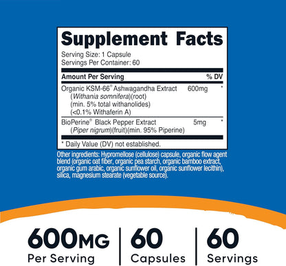 Nutricost KSM-66 Ashwagandha Root Extract 600mg, 60 Capsules