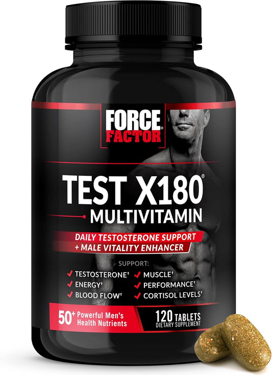 Force Factor Test X180® Multivitamin – Men's Vitality & Performance Support, 120 Tablets