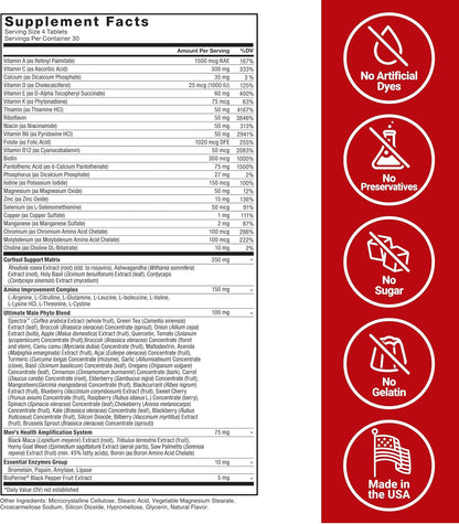 Force Factor Test X180® Multivitamin – Men's Vitality & Performance Support, 120 Tablets