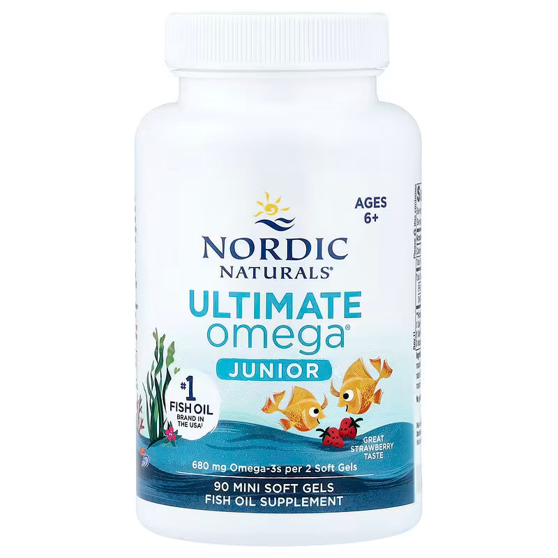 Nordic Naturals Ultimate Omega® Junior – Ages 6+, Strawberry, 90 Mini Soft Gels
