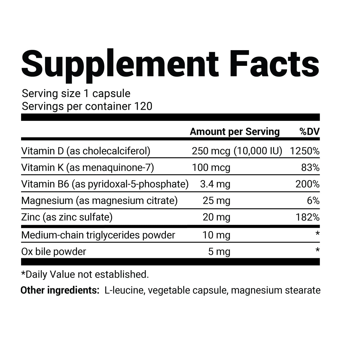 Dr. Berg Vitamin D3 & K2 – 10,000 IU D3 + 100 mcg K2, 120 Capsules